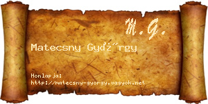 Matecsny György névjegykártya