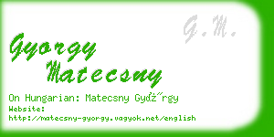 gyorgy matecsny business card